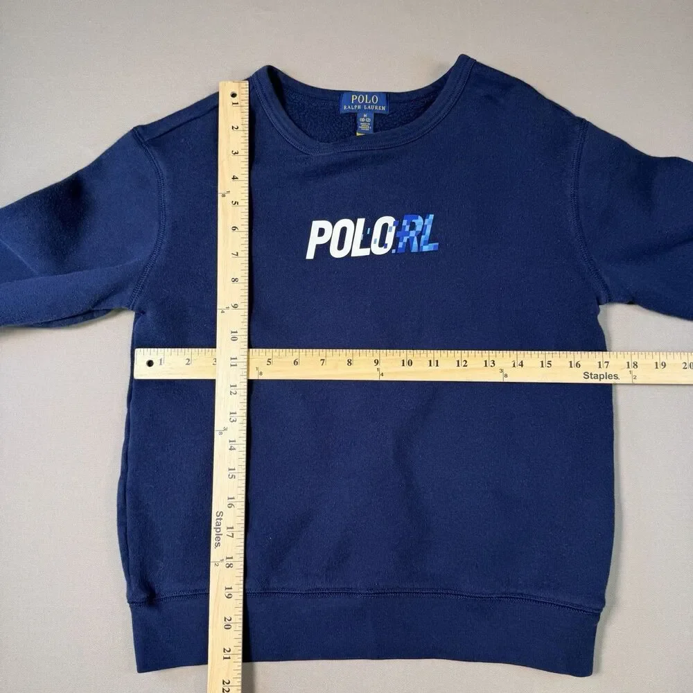Polo Ralph Lauren Kids Navy Blue Graphic Logo Crewneck Sweatshirt Size Med 10/12